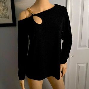 NWT Black off shoulder top w/gold hardware - NineWest